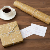 エレガントなゴールドとホワイトのハートチャーム ラッピングペーパーシート