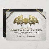 エレガントなゴールドとホワイトのバット スプークタキュラーイブニング招待状 招待状 (正面/裏面)