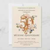 エレガントなゴールドとホワイトの50周年記念結婚式 招待状 (正面)