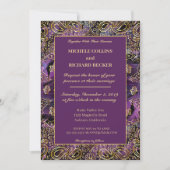 エレガントなゴールドと羽根 招待状 (正面)