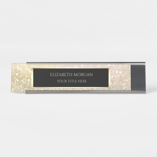 エレガントなゴールドのぼかしフレーム デスクネームプレート (正面)