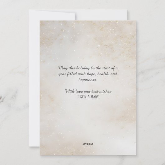 エレガントなゴールドのアウトラインのポインセチア(赤い葉の植物) - 濃い背景 シーズンカード (裏面)