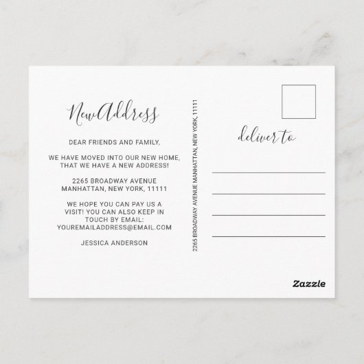 エレガントなゴールドのアールデコ引越しのお知らせ ポストカード