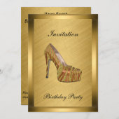 エレガントなゴールドのイベント招待状 招待状 (正面/裏面)