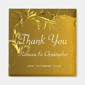 エレガントなゴールドのウェディング サンキュー マグネット (正面)