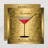 エレガントなゴールドのカクテルパーティー招待状 招待状 (正面/裏面)