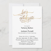 エレガントなゴールドのカリグラフィー　お祝いをしよう　レセプション 招待状 (正面)