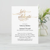 エレガントなゴールドのカリグラフィー　お祝いをしよう　レセプション 招待状 (スタンド正面)