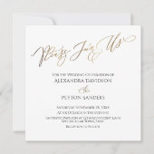 エレガントなゴールドのカリグラフィー「ぜひご参加ください」ウェディング 招待状 (正面)