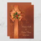 エレガントなゴールドのクリスマスウェディング招待状 招待状 (正面/裏面)