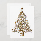 エレガントなゴールドのクリスマスツリー シーズンポストカード (正面/裏面)