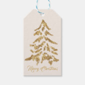 エレガントなゴールドのクリスマスツリー　メリークリスマス ギフトタグ (正面)