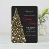 エレガントなゴールドのクリスマスツリー ランプ 招待状 (スタンド正面)