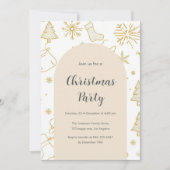 エレガントなゴールドのクリスマスパーティー招待状 招待状 (正面)