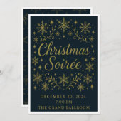 エレガントなゴールドのクリスマス・ソワレーの招待状 シーズンカード (正面/裏面)