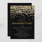 エレガントなゴールドのコンフェッティエンゲージメントパーティー 招待状 (正面/裏面)