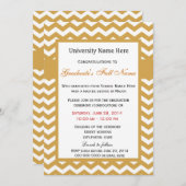 エレガントなゴールドのシェブロン卒業式 招待状 (正面/裏面)