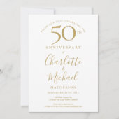 エレガントなゴールドのシグネチャー 50周年記念結婚式 招待状 (正面)