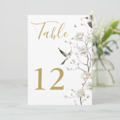 エレガントなゴールドのシノワズリーフラワーテーブルナンバー 招待状 (スタンド正面)