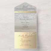 エレガントなゴールドのストリングライト ウェディング オールインワン招待状 (内側)