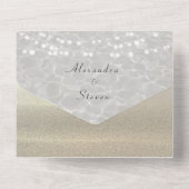 エレガントなゴールドのストリングライト ウェディング オールインワン招待状 (裏面)