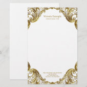 エレガントなゴールドのスワール 便箋 (正面/裏面)