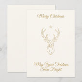 ✨ エレガントなゴールドのトナカイのクリスマスカード | ミニマリスム シーズンカード (正面/裏面)
