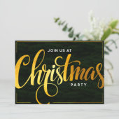 エレガントなゴールドのトレンディなスクリプト ホリデーパーティーの招待状 招待状 (スタンド正面)