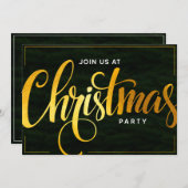 エレガントなゴールドのトレンディなスクリプト ホリデーパーティーの招待状 招待状 (正面/裏面)