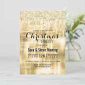エレガントなゴールドのドリッピンググリッタークリスマス 招待状 (スタンド正面)