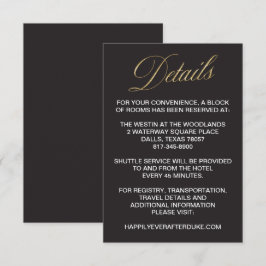 エレガントなゴールドのニューイヤーズイブのウェディング詳細カード 招待状