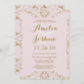 エレガントなゴールドのバラ色の渦巻きエンゲージメントパーティー招待状 招待状 (正面/裏面)