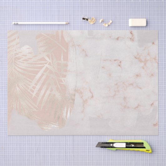 エレガントなゴールドのパームリーフ大理石のギフト 薄葉紙 (クラフト)