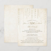 エレガントなゴールドのフェアリーテールクラウン エンクロージャーカード (正面/裏面)