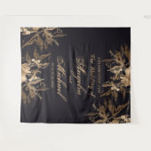 エレガントなゴールドのフェイクメタル フラワーアレンジメント ウェディング タペストリー (正面(横))