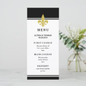 エレガントなゴールドのフルール・ド・リス ブラック＆ホワイト メニュー (スタンド正面)