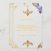 エレガントなゴールドのフルール・ド・リス 招待状 (正面/裏面)