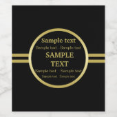 エレガントなゴールドのブラック背景の個人名入れモノグラム ワインラベル (シングルラベル)