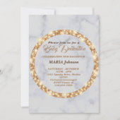 エレガントなゴールドのベビー献堂招待状 招待状 (正面)
