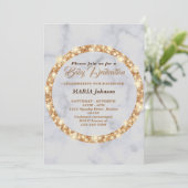 エレガントなゴールドのベビー献堂招待状 招待状 (スタンド正面)