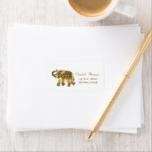 エレガントなゴールドのペイズリー花柄の象 ラベル (インサイチュ)