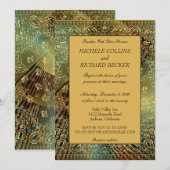 エレガントなゴールドのペイズリー 招待状 (正面/裏面)