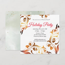 エレガントなゴールドのホリデーパーティー会社招待状 招待状