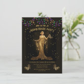 エレガントなゴールドのマスカレードパーティ 招待状 (スタンド正面)