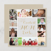 エレガントなゴールドのママ 私たち愛してる ゴールドの写真コラージュ (正面/裏面)