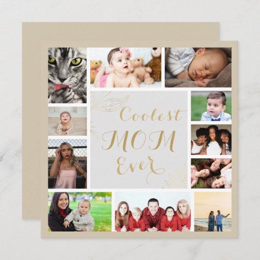 エレガントなゴールドのママ　私たち愛してる　ゴールドの写真コラージュ (正面/裏面)