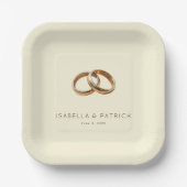 エレガントなゴールドのミニマリストリング ペーパープレート (正面)