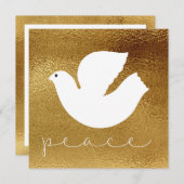 エレガントなゴールドのモダンな平和のホリデーカード シーズンカード (正面/裏面)