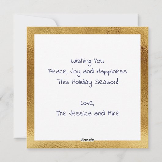エレガントなゴールドのモダンな平和のホリデーカード シーズンカード (裏面)