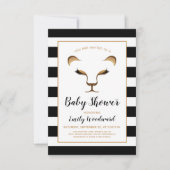 エレガントなゴールドのライオンズフェイスのベイビーシャワー招待状 招待状 (正面)